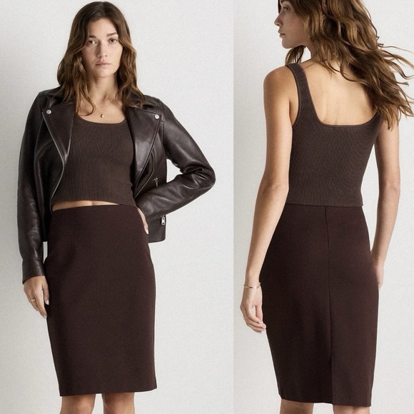 Quince Dresses & Skirts - NEW Quince Ultra-Stretch Ponte Pencil Skirt Chocolate Brown Espresso Career L